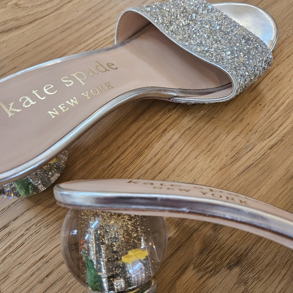Kate Spade Glittery Silver Slide Sandals - Picture 5 of 5
